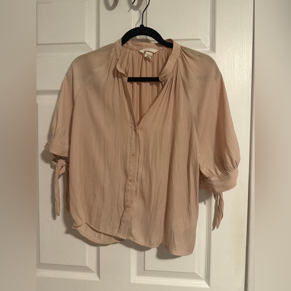 H&M Beige Blouse with Button Detail